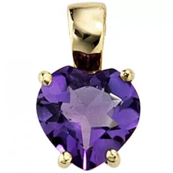 Anhänger Herz 333 Gold Gelbgold 1 Amethyst lila violett HerzAnhänger