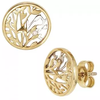 Ohrstecker aus 585 Gelb- Weißgold mit 2 Diamanten Brillanten