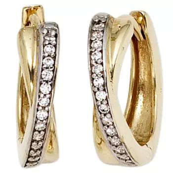 Creolen aus 333 Gold Gelbgold bicolor 28 Zirkonia Goldohrringe