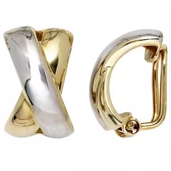 Ohrclips aus 333 Gold Gelbgold bicolor Ohrringe