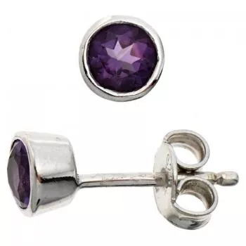 Ohrstecker aus Silber mit 2 Amethysten