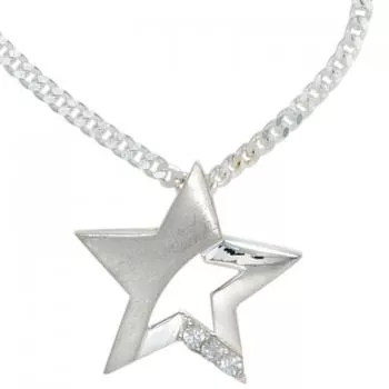 Kinder Anhänger Stern 925 Sterling Silber mattiert 3 Zirkonia
