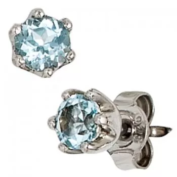 Silberne Ohrstecker mit 2 Blautopasen