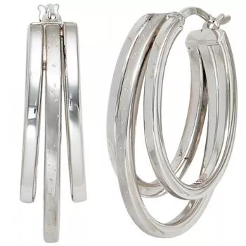 Creolen aus 925 Silber, rhodiniert und teilmattiert