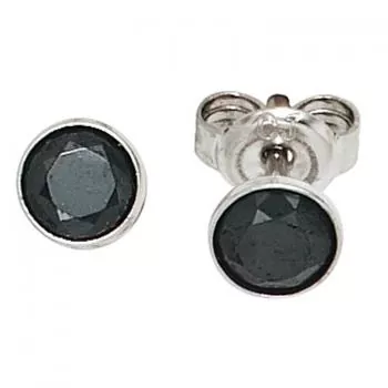 Ohrstecker aus Silber mit 2 schwarzen Zirkonia
