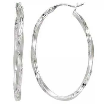 Creolen oval aus 925 Silber, rhodiniert, teilmattiert