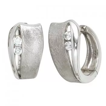 Creolen aus 925 Silber, teileismatt mit 4 Zirkonia