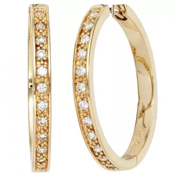 Creolen aus 925 Silber vergoldet mit 24 Zirkonia