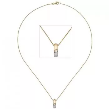 Collier mit Anhänger aus 585 Gelbgold, mattier 1 Diamant