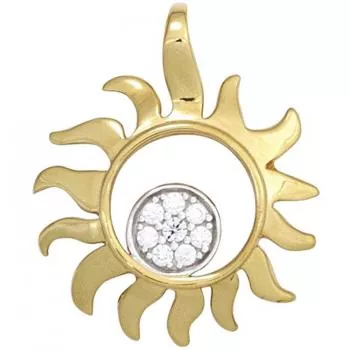 Anhänger Sonne 585 Gold teilrhodiniert 8 Diamanten 0,07ct.