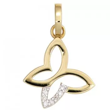 Anhänger Schmetterling 585 Gold Gelbgold 7 Diamanten Brillanten