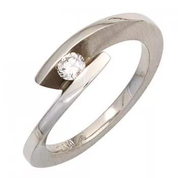 Damen Ring 950 Platin matt, 1 Diamant Brillant 0,15ct. Platinring