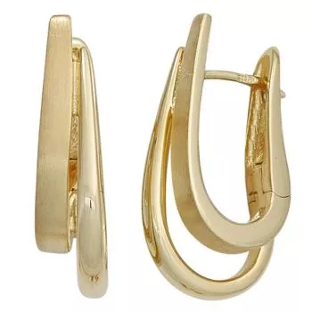 Creolen aus 585 Gelbgold, teilmattiert