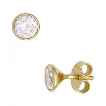Ohrstecker aus 333 Gold mit Zirkonia, rund