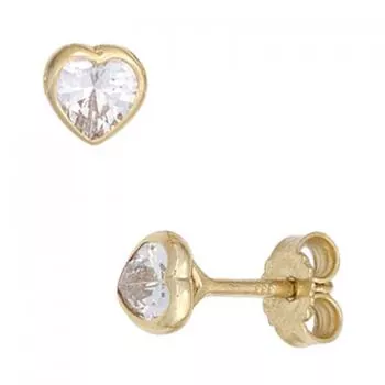 Ohrstecker aus 333 Gold mit Zirkonia, Herz