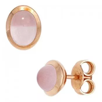 Ohrstecker aus 585 Rotgold mit Rosenquarz