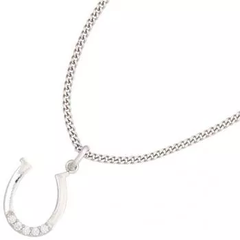 Kinder Anhänger Hufeisen 925 Sterling Silber 5 Zirkonia Kinderanhänger