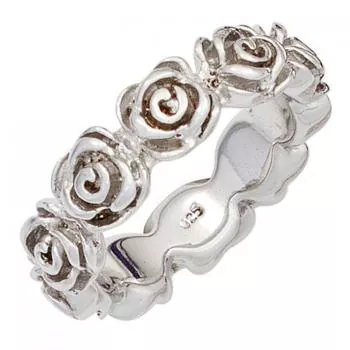 Damen Ring Rosen 925 Sterling Silber rhodiniert