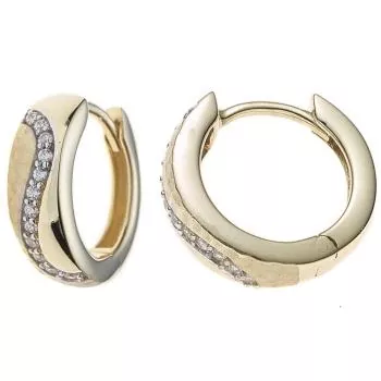 Creolen aus 333 Gelbgold mit Zirkonia, teilmattiert