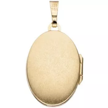 Medaillon oval für 2 Fotos 333 Gelbgold bicolor matt Anhänger zum Öffnen