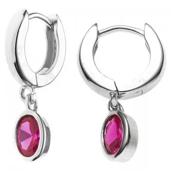 Creolen aus 925 Silber mit 2 roten Zirkonia