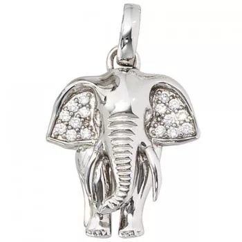 Anhänger Elefant 925 Sterling Silber rhodiniert mit Zirkonia