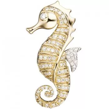 Anhänger Seepferdchen 585 Gelbgold 73 Diamanten Brillanten