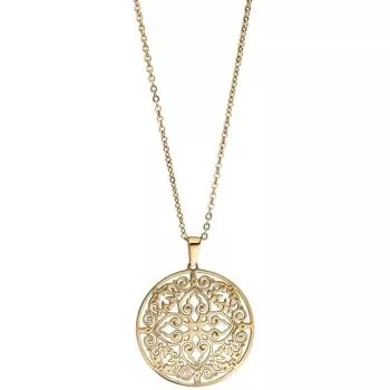 Collier Kette mit Anhänger rund Edelstahl gold farben beschichtet 46 cm