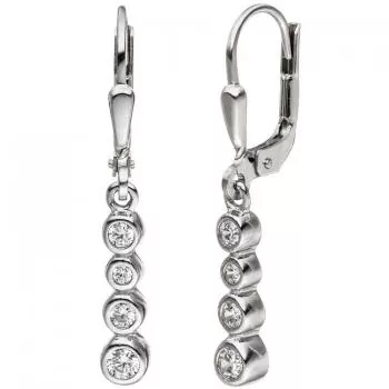 Ohrhänger 925 Sterling Silber 8 Zirkonia Ohrringe Silberohrringe