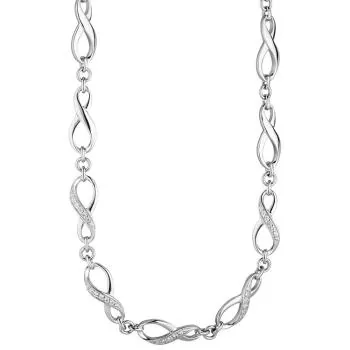Collier Halskette Unendlich aus 925 Silber mit Zirkonia 48 cm