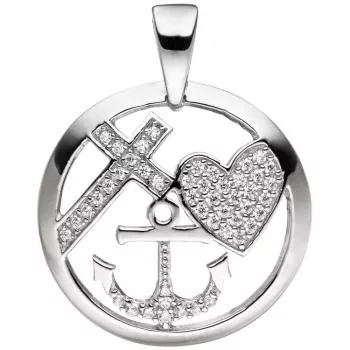 Anhänger Glaube, Liebe, Hoffnung aus Silber mit Zirkonia