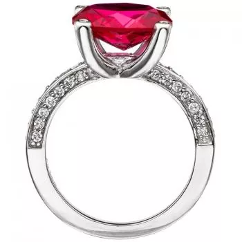 Damen Ring 925 Sterling Silber mit Zirkonia rot und weiß