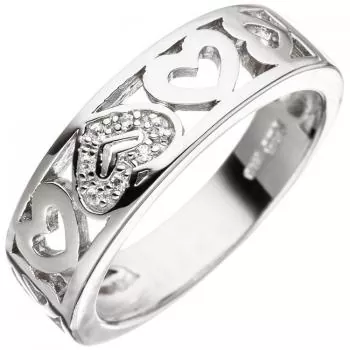 Damen Ring Herz Herzen 925 Sterling Silber mit Zirkonia
