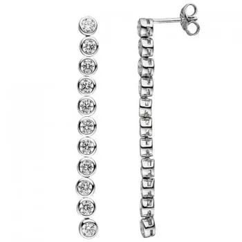 Ohrhänger lang aus 925 Silber 22 Zirkonia 46,4 mm Ohrringe