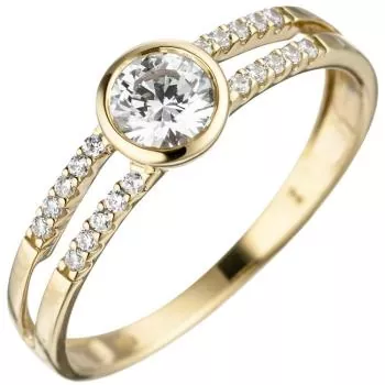 Damen Ring 333 Gelbgold 21 Zirkonia, Goldring