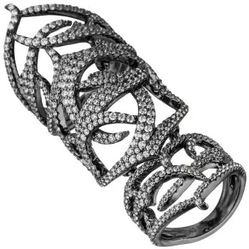 Damen Ring 925 Sterling Silber geschwärzt mit Zirkonia