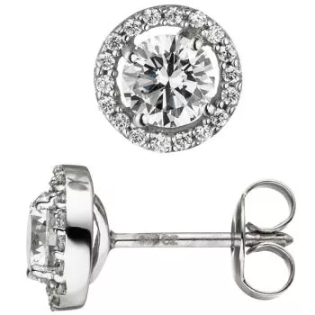 Ohrstecker 333 Gold Weißgold 38 Zirkonia Ohrringe Weißgoldohrringe