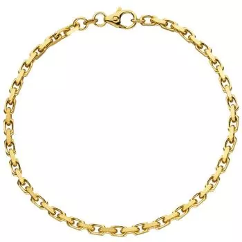 21 cm langes Anker Armband aus 585 Gelbgold diamantiert 3 mm