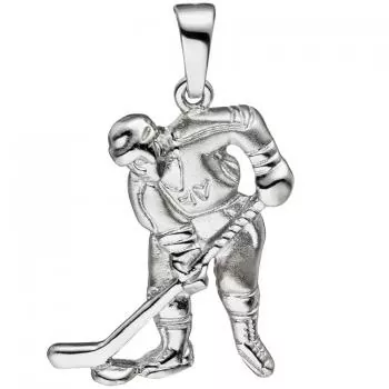 Anhänger Eishockeyspieler Eishockey 925 Silber matt mattiert