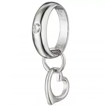 Kinder Taufring mit Herz 925 Sterling Silber 1 Zirkonia Taufanhänger