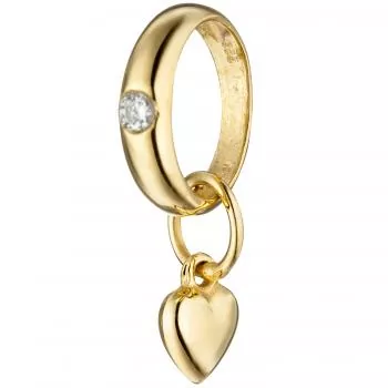 Kinder Taufring mit Herz 333 Gold Gelbgold 1 Zirkonia Taufanhänger