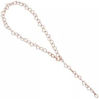 Fußkettchen Fußkette 925 Silber rotgold vergoldet 27 cm variabel verkürzbar
