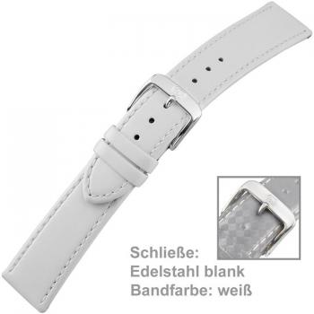 Uhrenarmband Ladies 20 mm Kalbsleder weiß mit Schließe aus Edelstahl