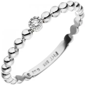 Damen Ring Kugel 585 Gold Weißgold 1 Diamant Brillant Kugelring