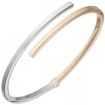 Armreif oval aus 925 Silber bicolor Rotgold vergoldet