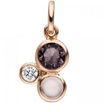 Anhänger aus 925 Silber Rotgold vergoldet mit 2 Zirkonia und 1 Glasstein