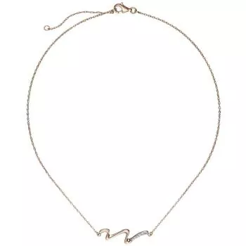 45 cm langes Collier aus 925 Silber Rotgold vergoldet mit 6 Zirkonia