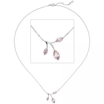 Collier Kette mit Anhänger 925 Sterling Silber 3 Zirkonia rosa 45 cm Kette