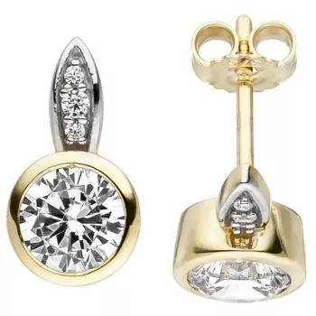Ohrstecker aus 375 Gelbgold mit 8 Zirkonia