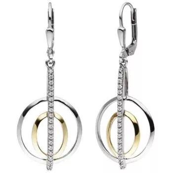 Boutons Ohrhänger aus 925 Silber bicolor mit 38 Zirkonia